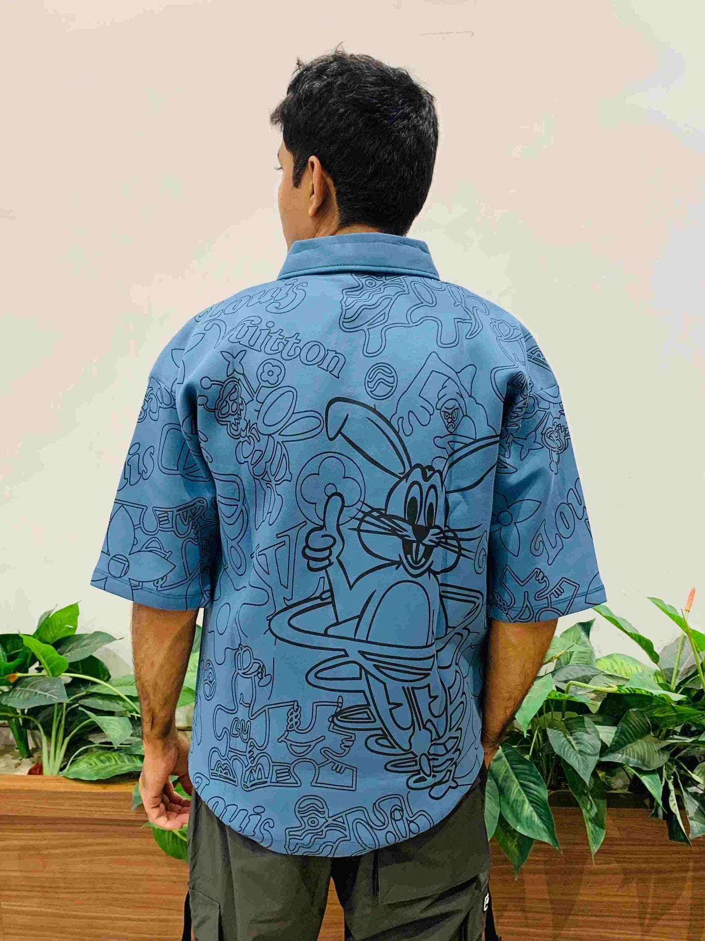 Oversized Polo Tee Blue