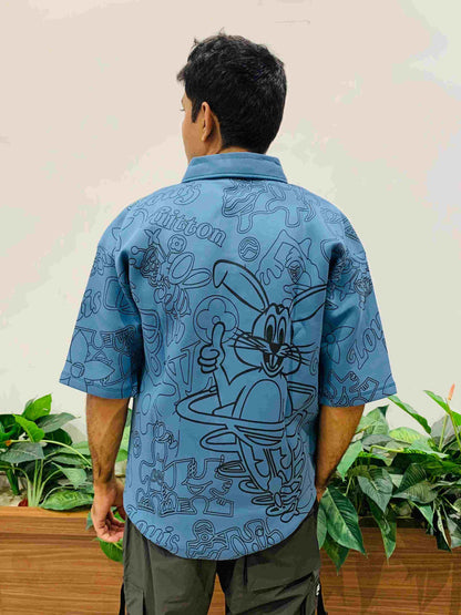 Oversized Polo Tee Blue